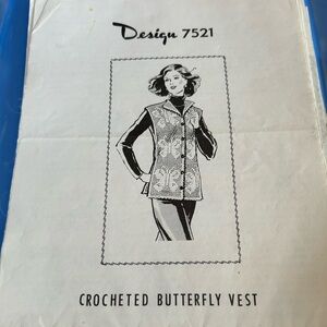 Vintage ALICE BROOKS
Filet Crochet Butterfly Vest Pattern Design 7521